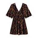 Vestido Lez a Lez Estampado Curto Em Decote V Preto 1310 