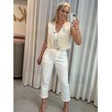 Colete Morena Rosa Curto Detalhe Recortes Off White