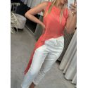 Blusa Assimétrica em Shantung com Ponta Salmão