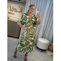 Vestido Midi em Viscose Estampado com Manga Flare