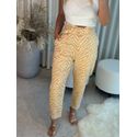 Calça Reta em Linho Estampada com Cinto