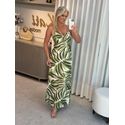 Vestido com Alças Longo em Viscose Leaf 