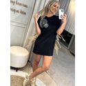 T-Shirt Morena Rosa Dress Decote Redondo Preto