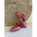 Mule Flat Knot Couro Verniz Rosa 
