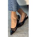 Sapatilha Carrano Slingback Tela Charm Couro Verniz Preto 2010