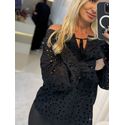 Blusa Maria.Valentina Solta Decote V Manga Longa Preto