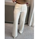 Calça Vanews Pantalona Em Ponto Roma Off White Mescla
