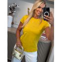Blusa T-Shirt De Mangas Curtas Com Aplicações De Paetê Amarelo 