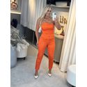 Top Morena Rosa Reto Alça Com Pregas Laranja