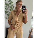 Camisa Lisa Em Linho 100% Italiano Mel 11/01
