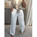 Calça De Linho 100% Italiano Cris Off White 