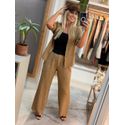 Calça De Linho 100% Italiano Cris Caramelo