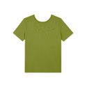T-shirt Lez a Lez De Algodão Com Bordados Vazados Verde Abacate 2110 