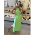 Vestido Youbasic Longo Regata Com Fendas Laterais Verde Elétrico 1709