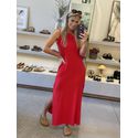 Vestido Youbasic Longo Regata Com Fendas Laterais Vermelho 1708