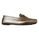 Mocassim Em Couro Ouro Branco / Laço