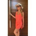 Saída Vestido com Decote nas Costas Coral Neon