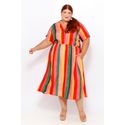 Vestido Chemise Viscose Listra Color - Plus Size