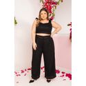 Top Babadinho Linho com Elastano Preto - Plus Size