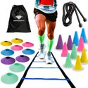 Kit De Treino Funcional Com Escada Azul de 7 Degraus 10 Cones 10 Chapéus Chineses Corda Bolsa 