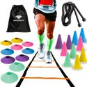 Kit De Treino Funcional Com Escada Laranja de 7 Degraus 10 Cones 10 Chapéus Chineses Corda Bolsa