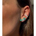 Brinco Ear Cuff na Pedra Fusion Turmalina Paraíba em Banho de Ródio Branco.