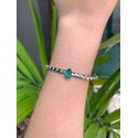 Bracelete Gota na Pedra Fusion Esmeralda Colombiana em Banho de Ródio Branco.