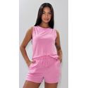 Baby doll com malha suede canelada liso