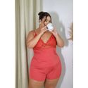 Baby Doll Plus Size D’Noite em liganete lisa com renda