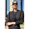 Blusa de Crepe com Mangas de Renda