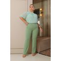 Calça de Malha Crepe com Cós Trabalhado – Pistache