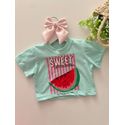 T-shirt Cropped Melancia Verde