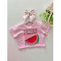 T-shirt Cropped Melancia Rosa