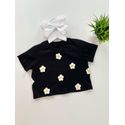 T-shirt Cropped Margarida Preta