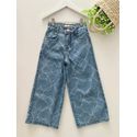 Calça Jeans Wide Leg Corações 