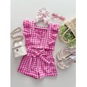 Conjunto Nicole Xadrez Rosa 