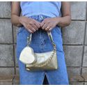 Bolsa Pochete Malu Metalizada Ouro Light