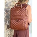 Mochila Matelassê Couro Legítimo Terracota