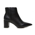 Bota Feminina Couro Preto Bico Fino Salto Bloco Donna Clô 