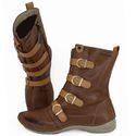 Bota Ortopédica Feminina Couro Legítimo e Palmilha Gel - Castanho/Laranja - 36 (AL060)