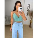 Cropped Catarina verde água