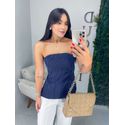 Blusa risca de giz azul