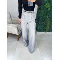 Calça alfaiataria xadrez cinza claro