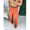 Calça alfaiataria risca de giz cobre
