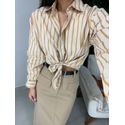 Camisa listrada bege/laranja