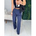 Calça alfaiataria linho azul