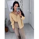 Camisa tricoline bege