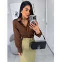 Camisa Lauren acetinada marrom