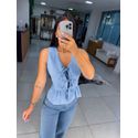 Blusa laço azul claro