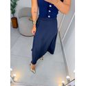 Saia acetinada Dara azul marinho